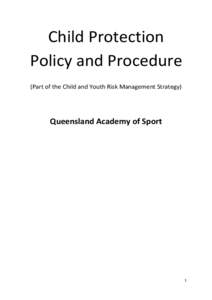 Child Protection Policy and Procedure (Part of the Child and Youth Risk Management Strategy)