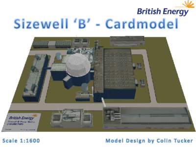 This simple 1:1600 scale model of Sizewell B is constructed from 70 pieces, printed on 5 sheets of A4 card. The attached instructions illustrate how the buildings are put together and their arrangement on the site. When