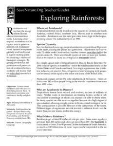 SaveNature.Org Teacher Guides  Exploring Rainforests S AV E N ATURE.
