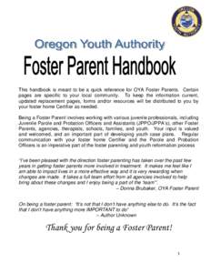 OYA FOSTER PARENT HANDBOOK