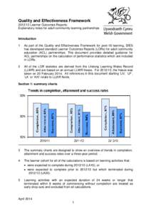 Quality and Effectiveness Framework[removed]Learner Outcomes Reports: Explanatory notes for adult community learning partnerships Introduction 1