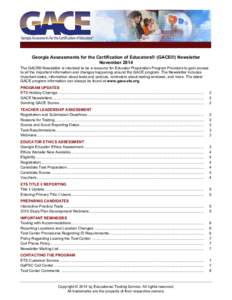 Georgia Assessments for the Certification of Educators® (GACE®) Newsletter November 2014