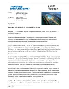 Press Release FROM: Parsons Brinckerhoff 505 South Main Street