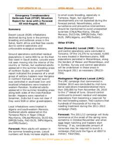 ETOP UPDATE VI-11  Emergency Transboundary Outbreak Pest (ETOP) Situation Report for June with a Forecast till mid-August, 2011