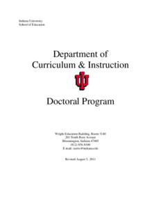 Indiana University School of Education Department of Curriculum & Instruction