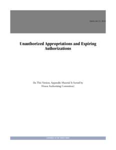 Unauthorized Appropriations and Expiring Authorizations