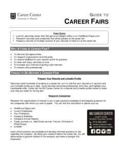 GUIDE  TO CAREER FAIRS FIRST STEPS