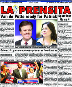 VOL.XIX • NUM 37  A San Antonio Tradition Since 1913 www.laprensasa.com English-Español