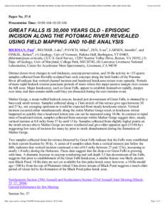 GREAT FALLS IS 30,000 YEARS OLD - EPISODIC INCISION ALONG THE POTOMAC RIVER REVEALED USING FIELD MAPPING AND 10-BE ANALYSIS[removed]:30 PM Paper No[removed]Presentation Time: 10:00 AM-10:20 AM