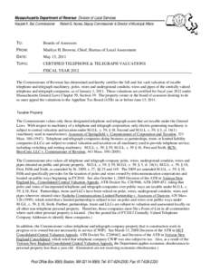 Massachusetts Department of Revenue Division of Local Services Navjeet K. Bal, Commissioner Robert G. Nunes, Deputy Commissioner & Director of Municipal Affairs  TO: