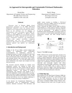 An Approach for Interoperable and Customizable Web-based Mathematics Education David Chiu Department of Computer Science and Engineering The Ohio State University 