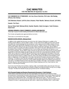 CAC minutes for the meeting of September 19, 2013