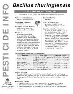 Pesticide Info Sheet - Bacillus thuringiensis (Bt)