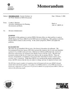 Earth / Environmental impact assessment / MSAT / National Environmental Policy Act / Environmental impact statement / Vehicle miles traveled tax / Air pollution / Impact assessment / Environment / Prediction