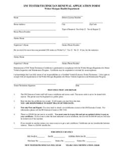 I/M MECHANIC APPLICATION FORM