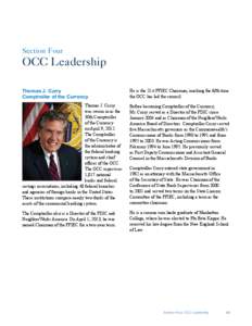 Section Four  OCC Leadership Thomas J. Curry Comptroller of the Currency
