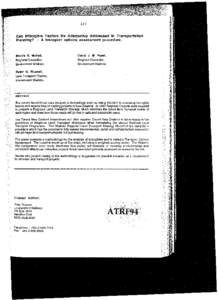 165  Can Intangible Factors Be Adequately Addressed in Transportation Planning? - A transport options assessment procedure