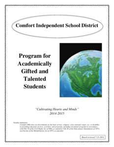 Comfort Independent School District  Program for Academically Gifted and Talented