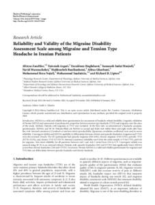 Reliability and Validity of the Migraine Disability Assessment Scale among Migraine and Tension Type Headache in Iranian Patients