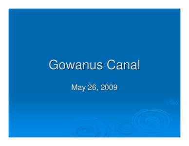 Gowanus Canal May 26, 2009 The Goal: 
