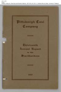 1912, 1912 Folder 7 CONSOL Energy Inc. Mine Maps and Records Collection, [removed], AIS[removed], Archives Service Center, University of Pittsburgh 1912, 1912 Folder 7