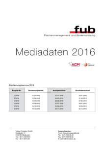Flächenmanagement und Bodenordnung  Mediadaten 2016 Erscheinungstermine 2016 	Ausgabe-Nr.