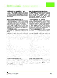 AVVERTENZE GENERALI_358-3682_Mastro_Informazioni:14 Pagina 361  Direttive europee • European directives COMPATIBILITA’ ELETTROMAGNETICA “EMC”  ELECTRO-MAGNETIC COMPATIBILITY “EMC”