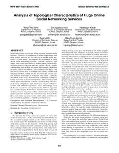 WWW[removed]Track: Semantic Web  Session: Semantic Web and Web 2.0 Analysis of Topological Characteristics of Huge Online Social Networking Services