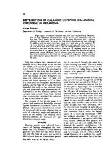 Distribution of Calanoid Copepods (Calanoida, Copepoda) in Oklahoma