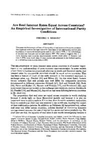 Are Real Interest Rates Equal Across Countries An Empirical Investigation of International Parity Conditions