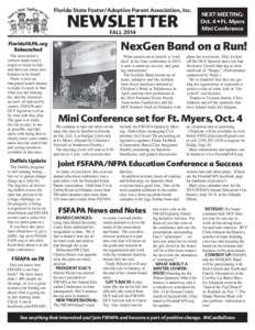 Florida State Foster/Adoptive Parent Association, Inc.  Newsletter FALLNexGen Band on a run!