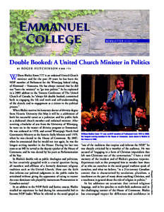 Emmanuel College NEWSLETTER Winter[removed]Double Booked: A United Church Minister in Politics