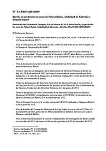 P7_TA-PROV[removed]Baréin, en particular los casos de Nabeel Rajab, Abdulhadi al-Khawaja e Ibrahim Sharif Resolución del Parlamento Europeo, de 6 de febrero de 2014, sobre Baréin, en particular los casos de Nabeel R