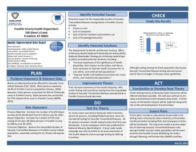 /ĚĞŶƟĨǇWŽƚĞŶƟĂůĂƵƐĞƐ  Franklin County Health Department 100 Glenn’s Creek Frankfort, KY[removed]Quality Improvement Story Board