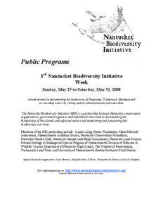 Public Programs 3rd Nantucket Biodiversity Initiative Week