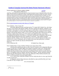Southern Campaign American Revolution Pension Statements & Rosters Pension application of Charles LaBelle VAS808 Transcribed by Will Graves vsl 5VA[removed]