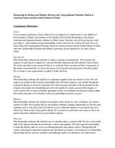 Partnership in Mission and Ministry Between the Congregational Christian Church in American Samoa and the United Church of Christ