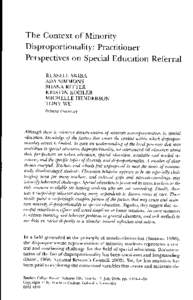 The Context of Minority Disproportionality: Practitioner Perspectives on Special Education Referral RUSSELL SKIBA ADA SIMMONS SHANA RITTER