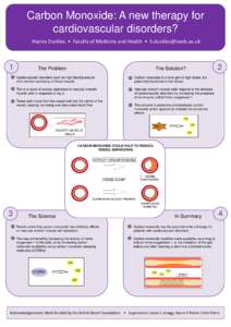 Carbon Monoxide: A new therapy for cardiovascular disorders? Hayley Duckles • Faculty of Medicine and Health •  1