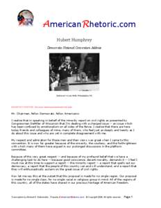 AmericanRhetoric.com  Hubert Humphrey  Democratic National Convention Address  Delivered 14 July 1948, Philadelphia, PA 