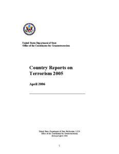 United States Department of State Office of the Coordinator for Counterterrorism