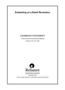 Reliance Group / Economy of Mumbai / BSE Sensex / Reliance Anil Dhirubhai Ambani Group / Reliance Industries / Mukesh Ambani / Dhirubhai Ambani / Reliance Petroleum / Krishna Godavari Basin / Economy of India / Economy of Maharashtra / Maharashtra