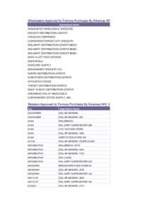 Wholesalers Approved for Formula Purchases By Arkansas WIC Organization Name ASSOCIATED WHOLESALE GROCERS KROGER DISTRIBUTION CENTER DOUGLAS COMPANIES