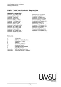 UMSU Clubs and Societies Regulations Adopted 22 February 2006 UMSU Clubs and Societies Regulations Adopted 22 February 2006 Amended 10 October 2006