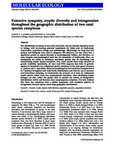 Speciation / Acropora / Acroporidae / Introgression / Cryptic species complex / Sympatry / Biodiversity / Polymorphism / Biology / Ecology / Philosophy of biology