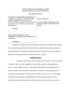 IN THE UNITED STATES DISTRICT COURT FOR THE DISTRICT OF MASSACHUSETTS WESTERN DIVISION NATIONAL ASSOCIATION OF THE DEAF, on behalf of its members, C. WAYNE DORE, CHRISTY SMITH, LEE NETTLES, and