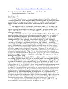 Southern Campaign American Revolution Pension Statements & Rosters Pension Application of George Deeds W10734 Transcribed and annotated by C. Leon Harris. Mary Deeds