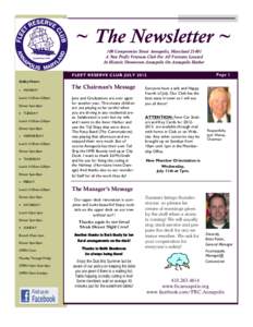 ~ The Newsletter ~ 100 Compromise Street Annapolis, MarylandA Non Profit Veterans Club For All Veterans Located In Historic Downtown Annapolis On Annapolis Harbor FLEET RESERVE CLUB JULY 2012
