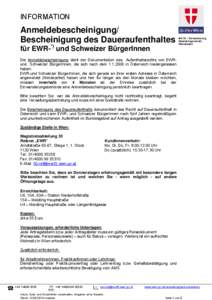 Anmeldebescheinigung/Bescheinigung des Daueraufenthaltes für EWR- und Schweizer BürgerInnen