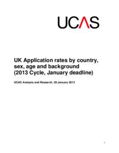 UK Application rates by country, sex, age and background[removed]Cycle, January deadline) UCAS Analysis and Research, 30 January[removed]